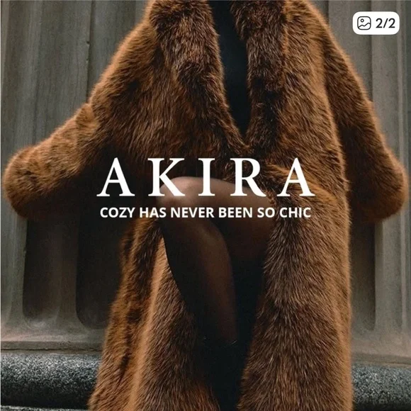 AKIRA DAYANNE LONG SATIN LINING FAUX FUR TRENCH COAT Brown